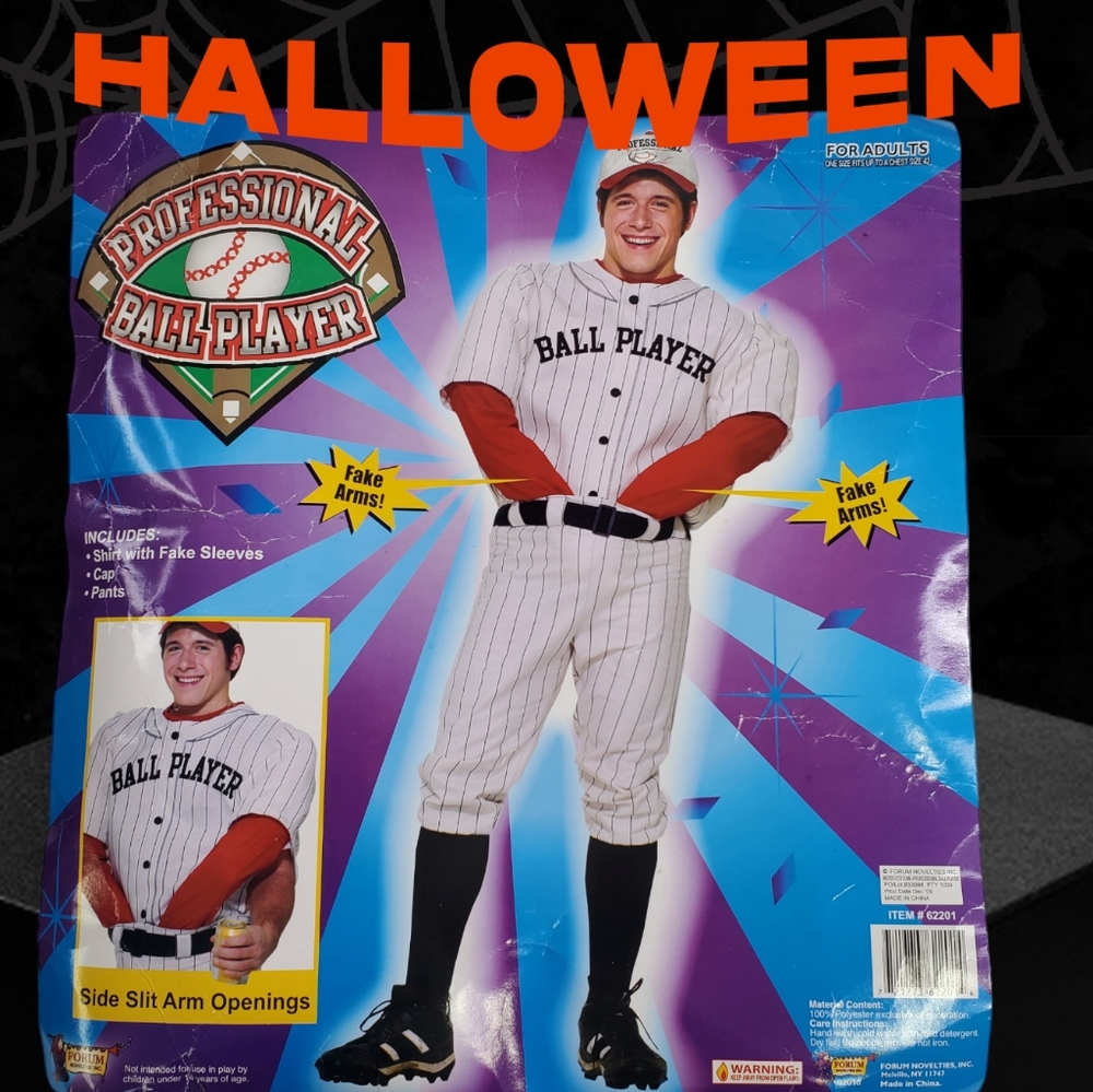 Forum Professional Ball Player Men's Costume Halloween Up To A Chest Size 42